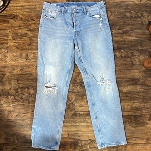 Gap light washed distressed straight leg jeans